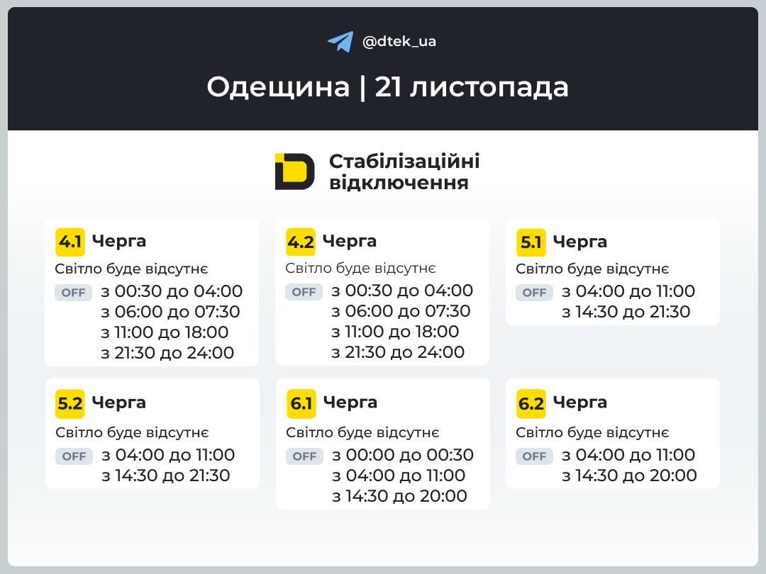 Графики отключений 21 ноября: кто останется без света в пятницу