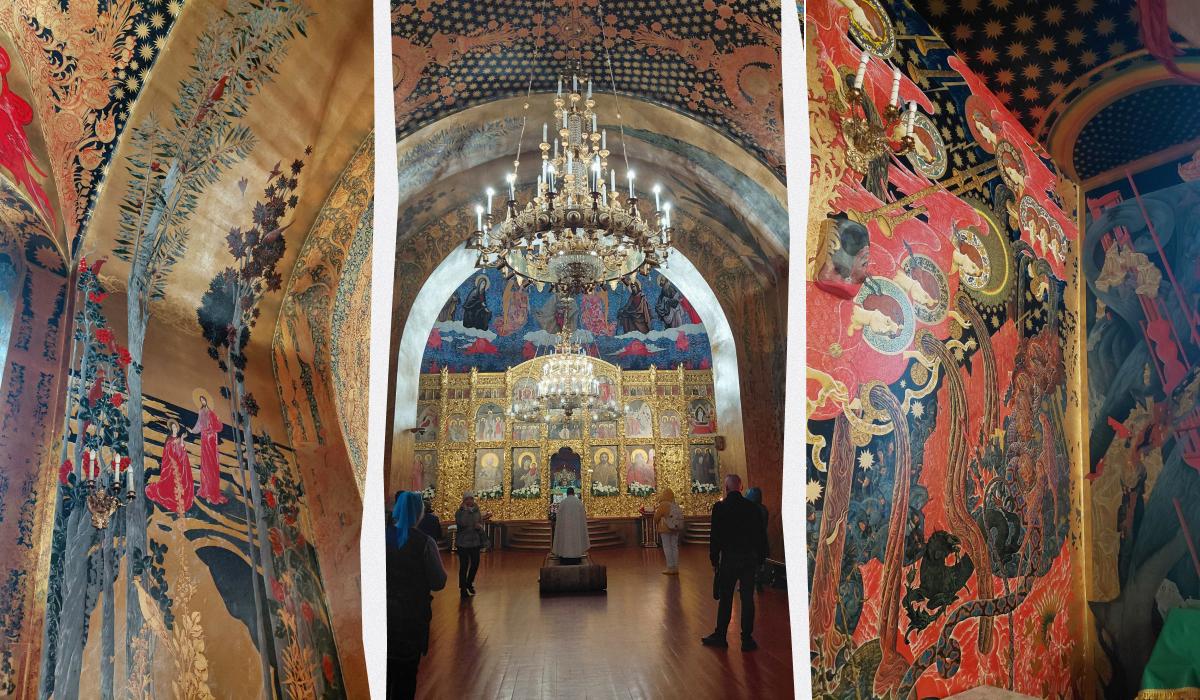 Розпис всередині житомирського Михайлівського собору / колаж УНІАН, фото Марина Григоренко, ua.depositphotos.com