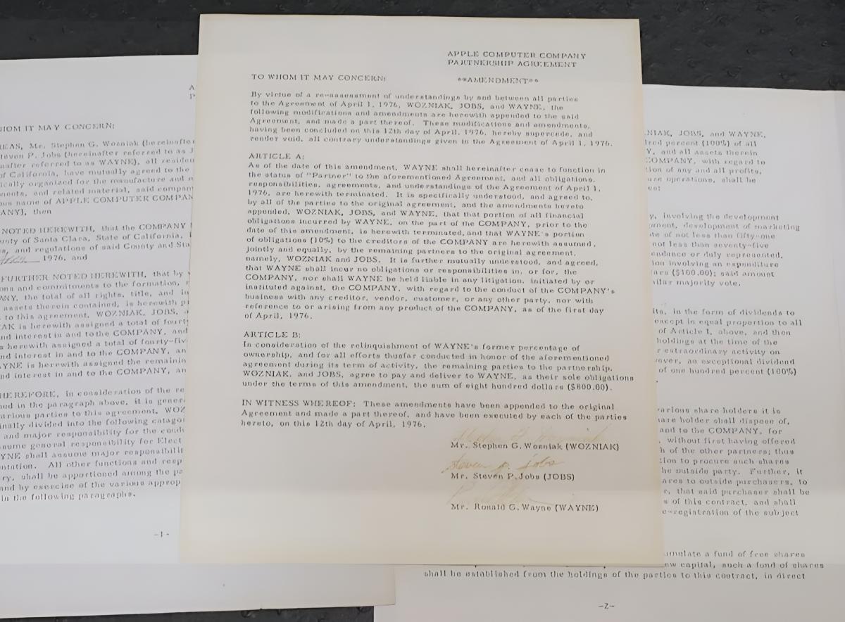 Документ про заснування Apple з підписом Стіва Джобса виставлять на аукціон: його оцінюють у $4 мільйони