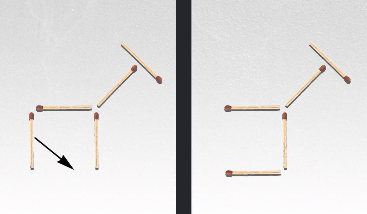 Тут показано, які сірники й куди треба перекласти, щоб розвернути рибу праворуч Тут показано, які сірники й куди треба перекласти, щоб розвернути рибу праворуч