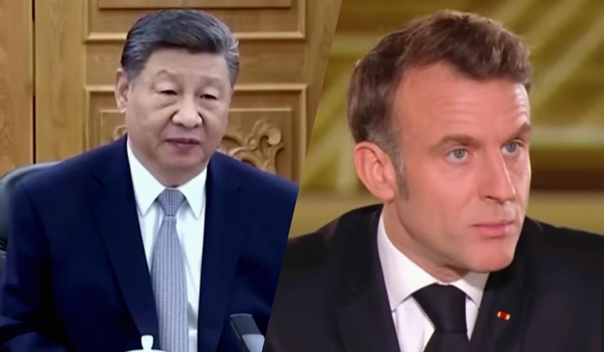 Це буде четвертий офіційний візит Макрона до Китаю / Колаж: УНІАН, фото: скріншот з відео