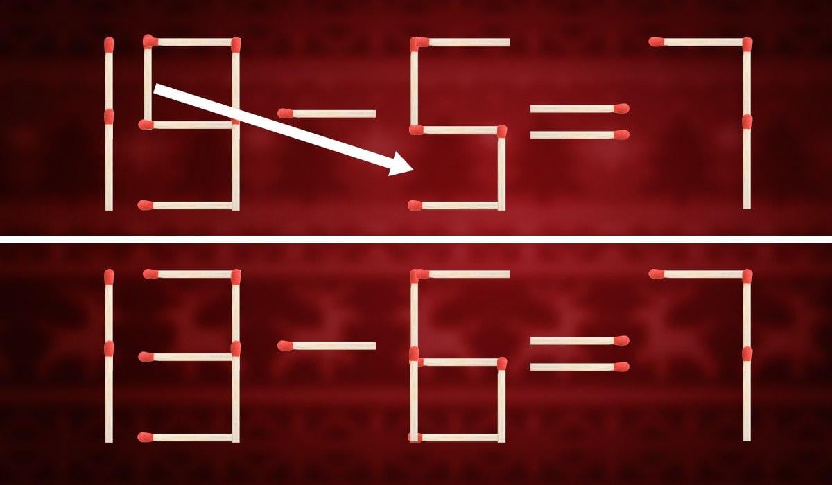 Здесь показано, какую спичку и куда надо переложить, чтобы равенство стало правильное / коллаж УНИАН Здесь показано, какую спичку и куда надо переложить, чтобы равенство стало правильное / коллаж УНИАН