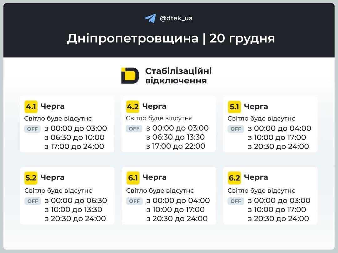 Отключения света 20 декабря: когда украинцы будут без электроэнергии в субботу