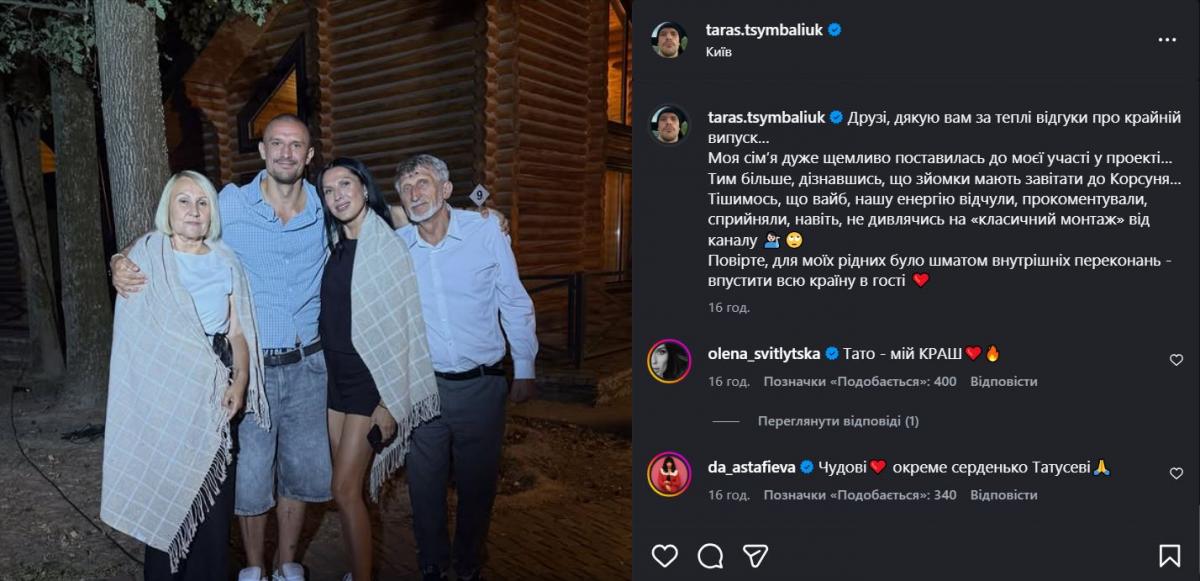 Скріншот допису Тараса Цимбалюка