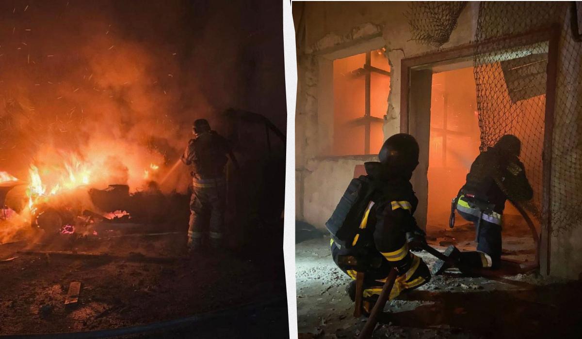 Зеленський розкрив масштаб атаки на Україну / Колаж УНІАН, фото ДСНС