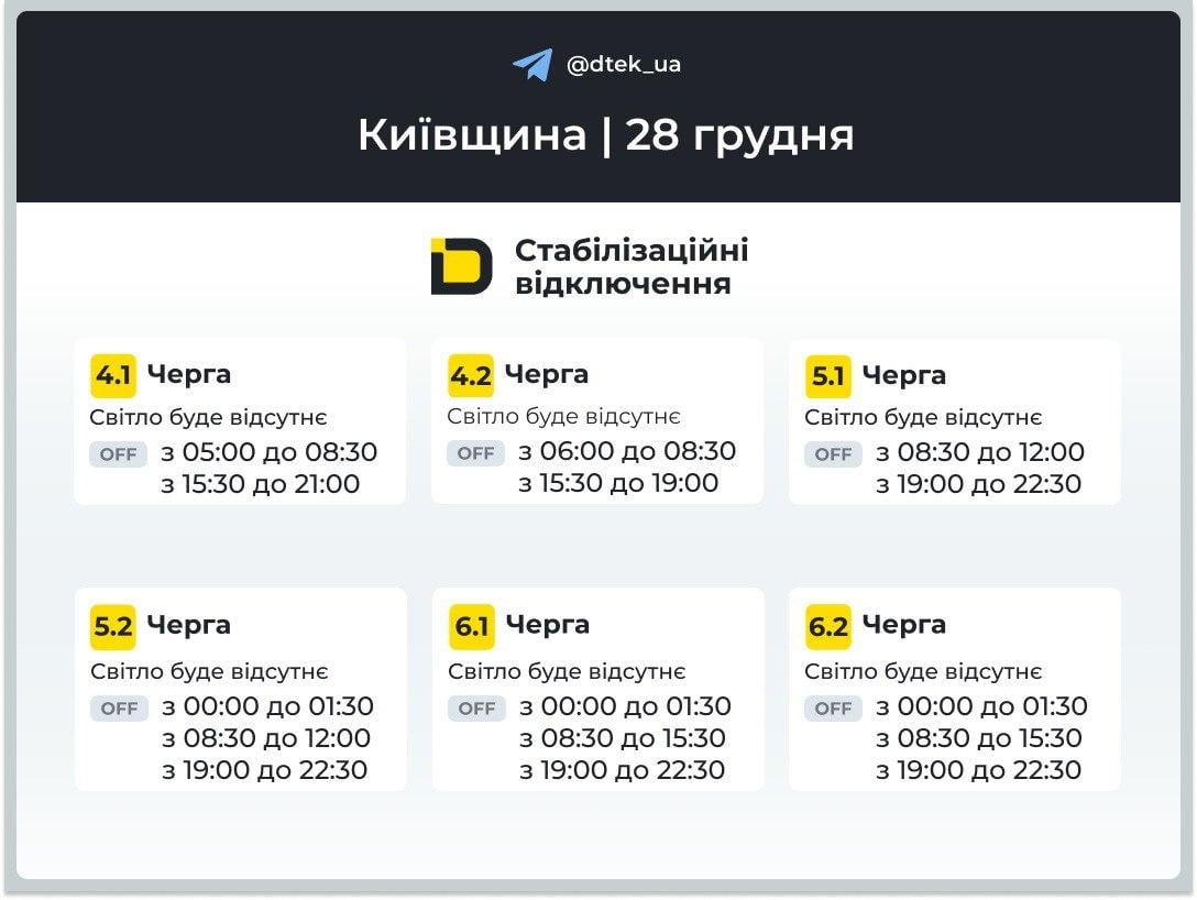 Отключения света в воскресенье: появились графики на 28 декабря Отключения света в воскресенье: появились графики на 28 декабря