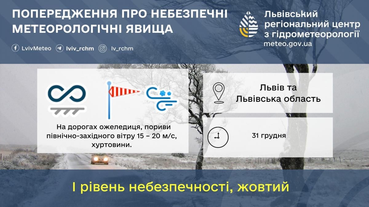 Во Львове накануне Нового года объявили І уровень опасности