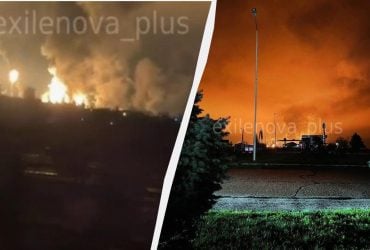 У Ставропольському краї після атаки дронів потужно горить хімзавод Лукойлу (відео)