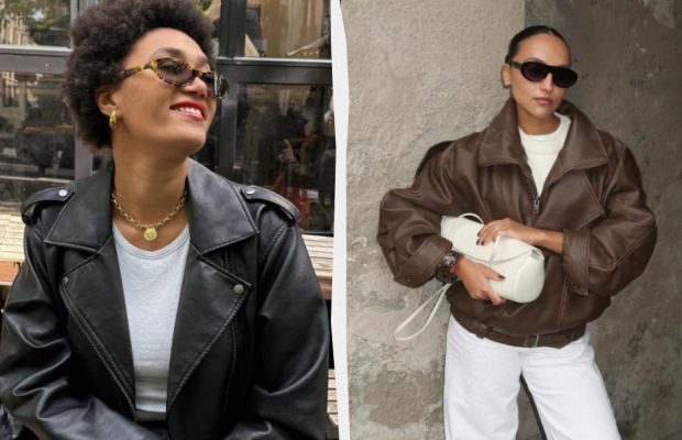 5 способів носити шкіряну куртку з джинсами у французькому стилі