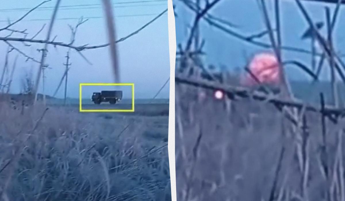 У Росії підірвали КамАЗ із військовими, які запускали ракети по Україні (відео)