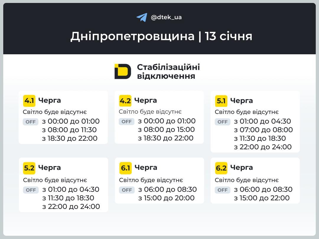 Завтра в Україні вимикатимуть світло: якими будуть графіки відключень 13 січня
