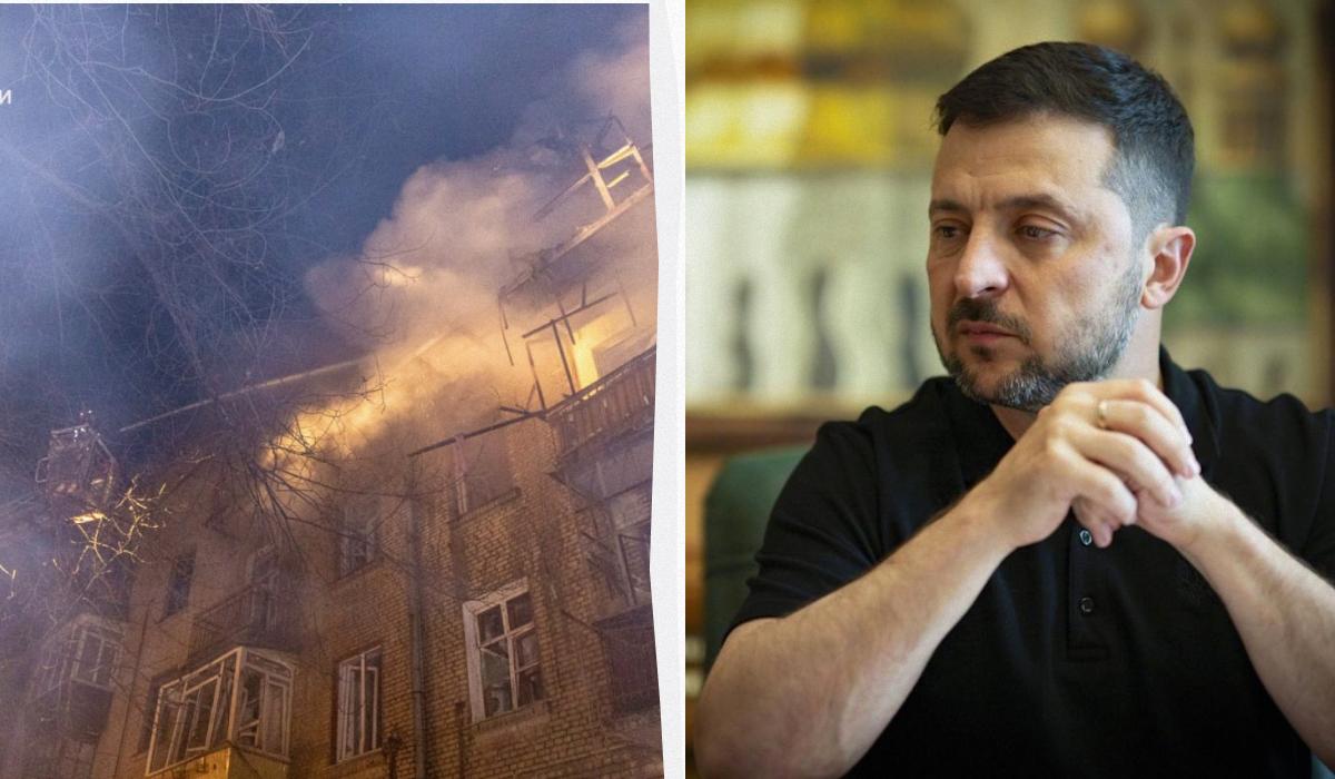 Более 370 дронов и 21 ракета: Зеленский раскрыл детали массированной ночной атаки РФ