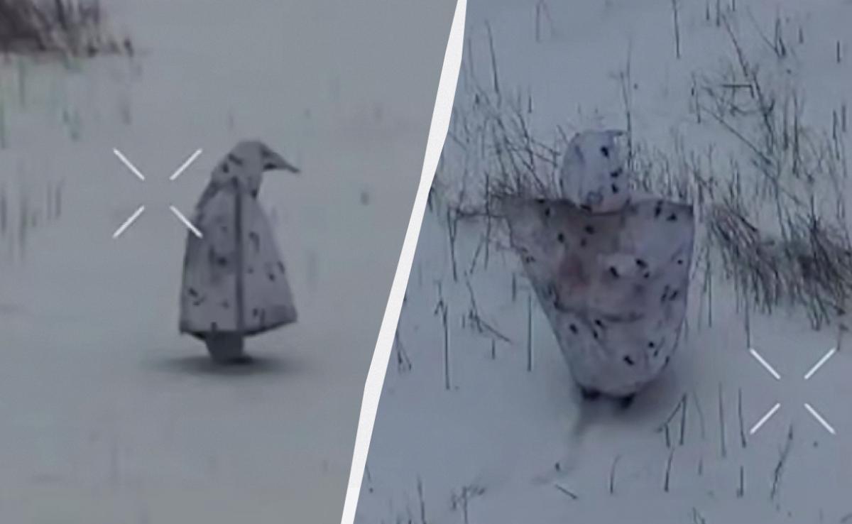 Uomo si traveste da pinguino per mimetizzarsi sulla neve: avviso di nuovo metodo di mascheramento russo