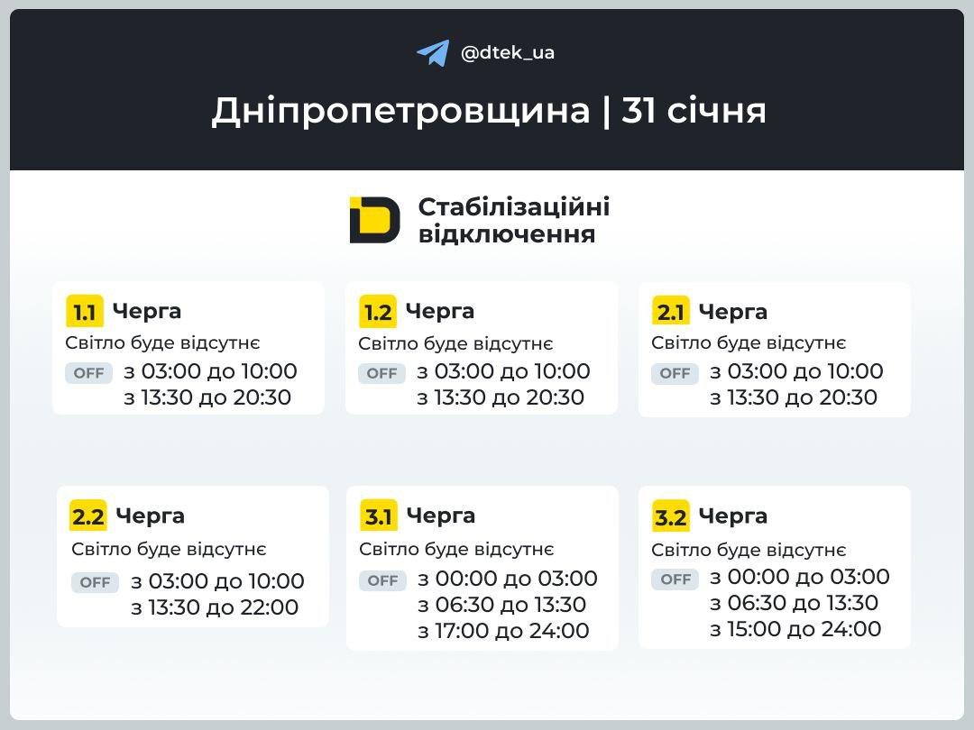 Опубликованы графики на 31 января: сколько часов не будет света