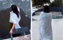 Могилевская нырнула в ледяную воду на Крещение 2026 (видео)