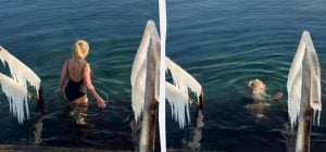 Відома українська співачка пірнула у крижану воду в Одесі (відео)
