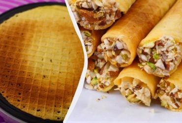 Хрустящие вафельные трубочки со сгущенкой, сливками и орешками: пошаговый рецепт (видео)