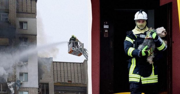 російський дрон частково зруйнував 16-поверхівку