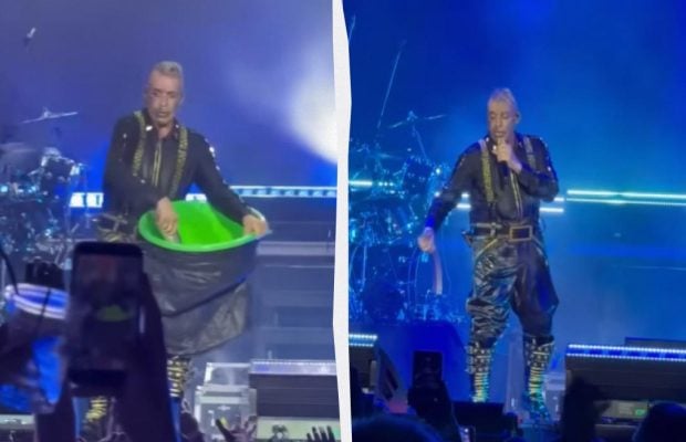 Барабанщик Тилля Линдеманна "зарядил" тортом в лицо россиянину (видео)