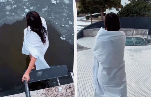 Могилевская нырнула в ледяную воду на Крещение 2026 (видео)