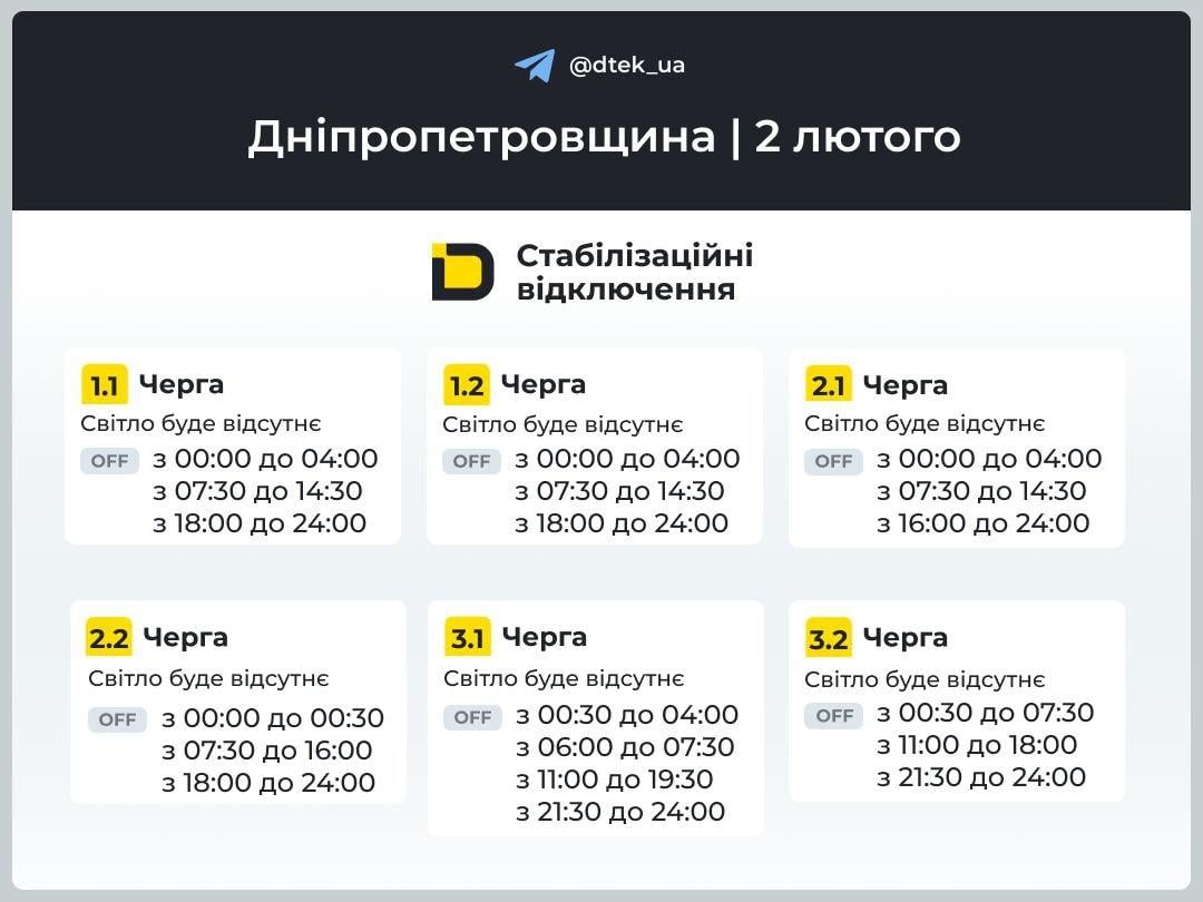 Графики отключений света в понедельник: когда не будет электроэнергии в Украине 2 февраля