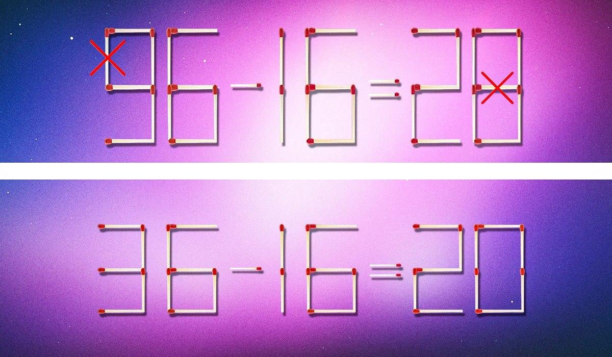 Нужно вычеркнуть 2 спички, чтобы равенство стало правильным: головоломка для гениев