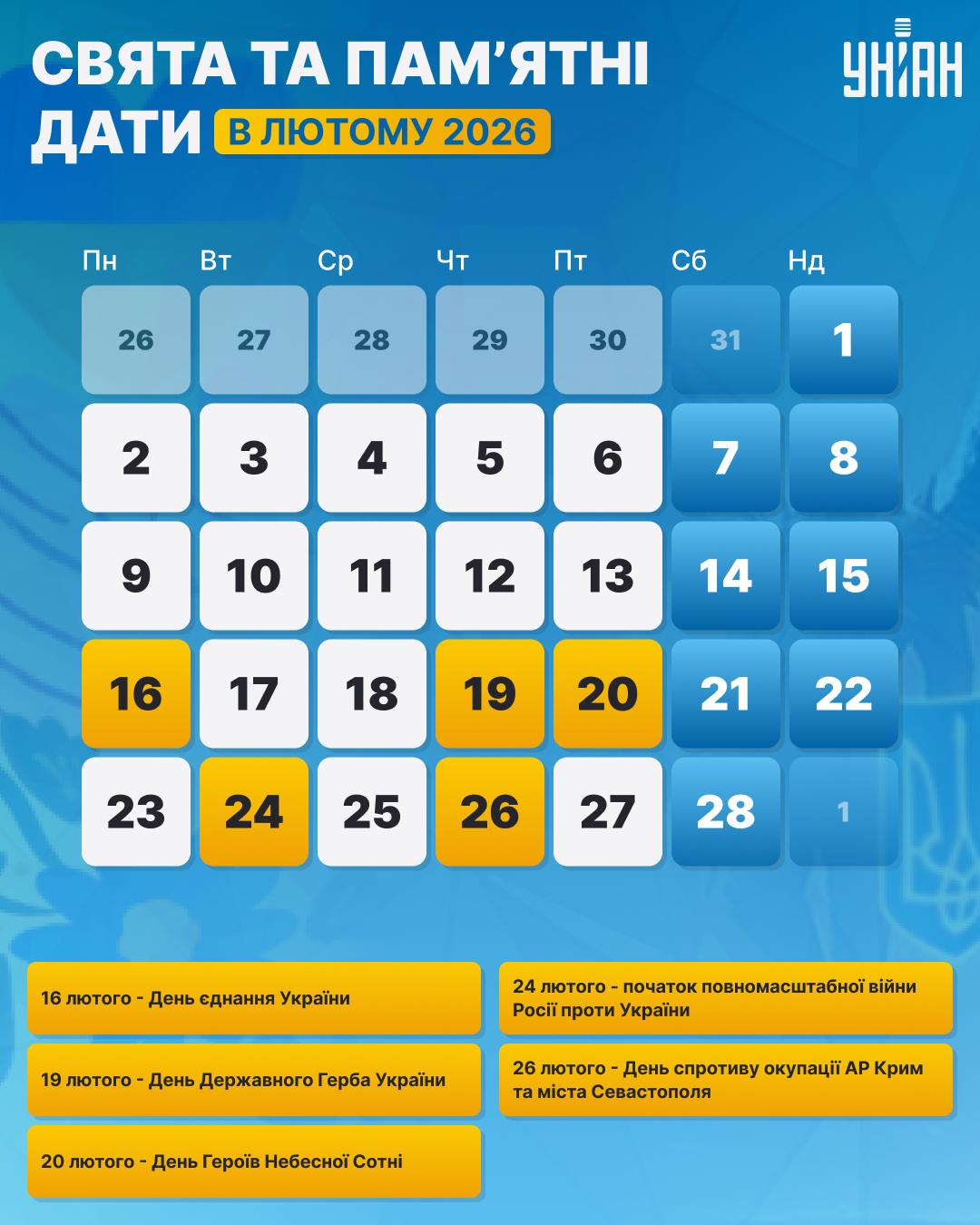 Які свята в Україні в лютому