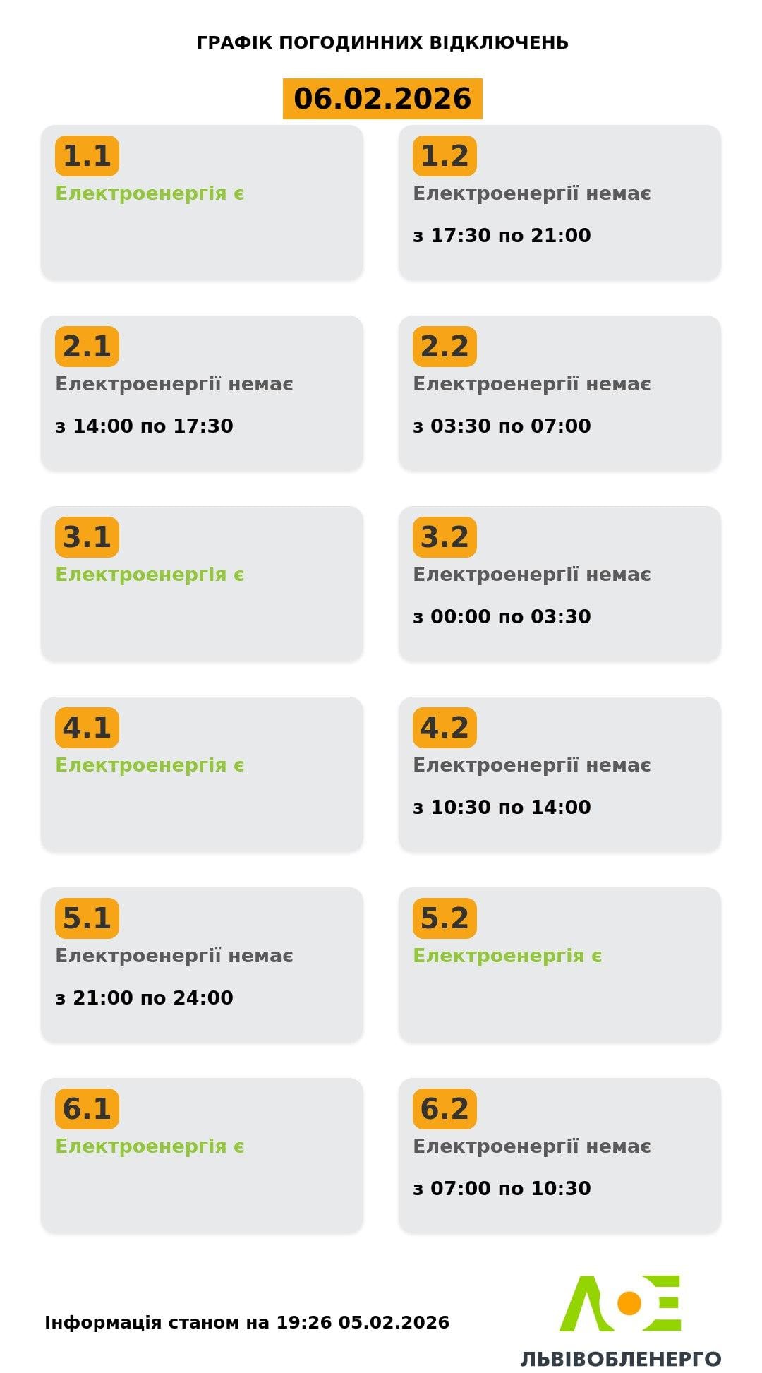 Графики отключений света на 6 февраля: когда не будет электроэнергии в пятницу