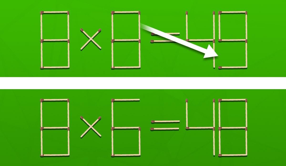 Вызов для мозга: нужно переместить одну спичку, чтобы исправить ошибку