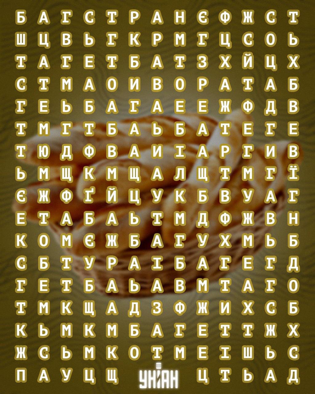 Тільки 3% людей можуть знайти слово 'багет' за 11 секунд: захоплива головоломка Тільки 3% людей можуть знайти слово 'багет' за 11 секунд: захоплива головоломка