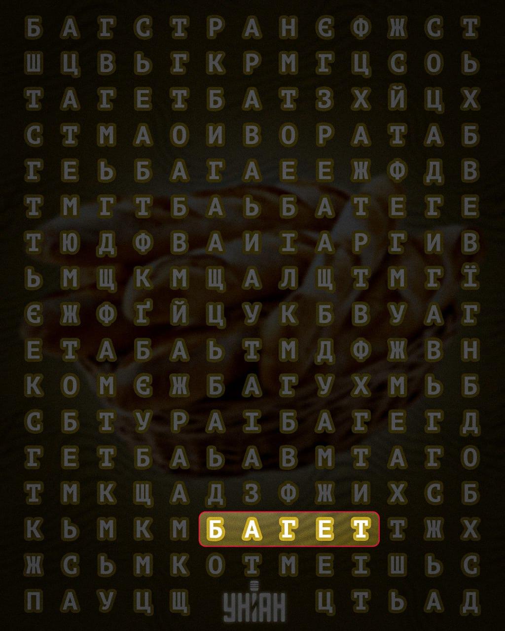 Тільки 3% людей можуть знайти слово 'багет' за 11 секунд: захоплива головоломка Тільки 3% людей можуть знайти слово 'багет' за 11 секунд: захоплива головоломка