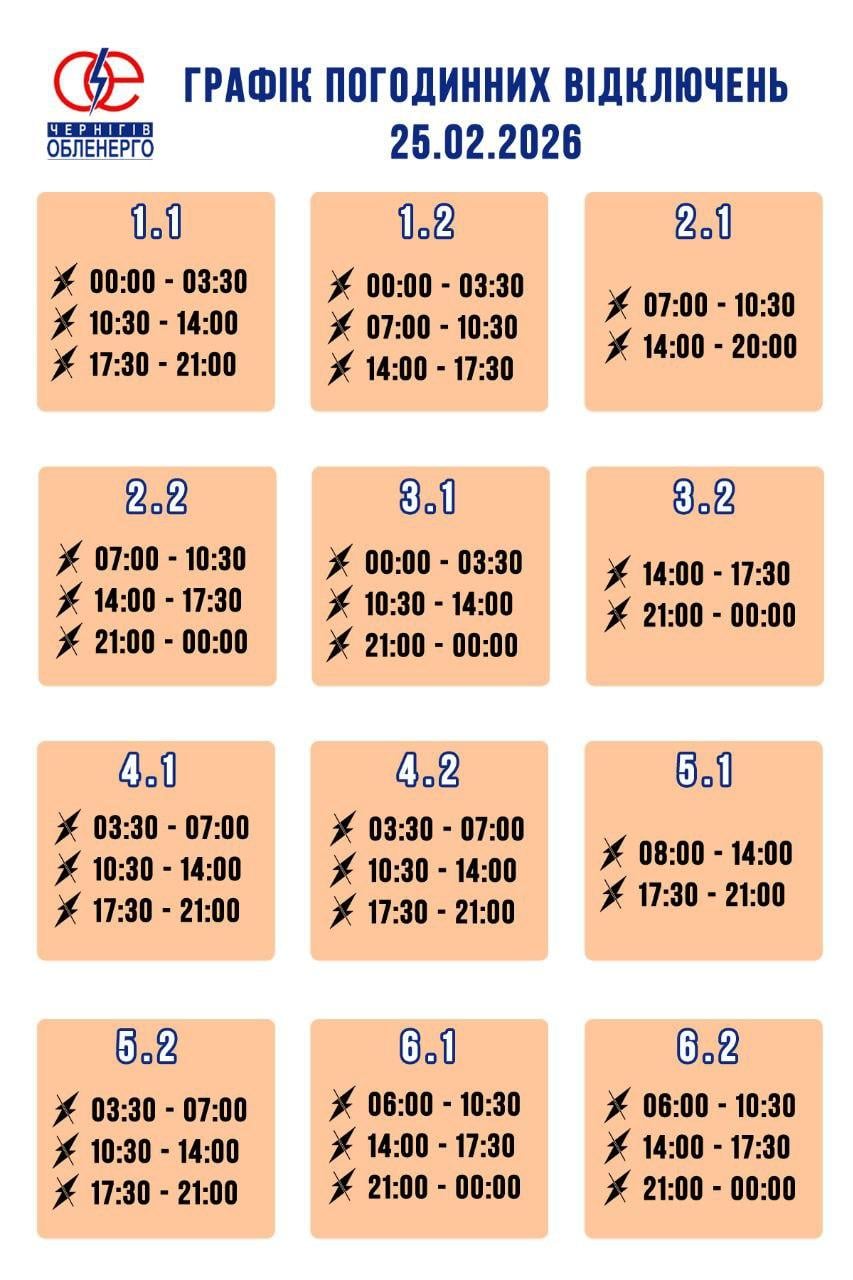 Графіки відключень на 25 лютого: коли українці будуть без світла в останню середу зими