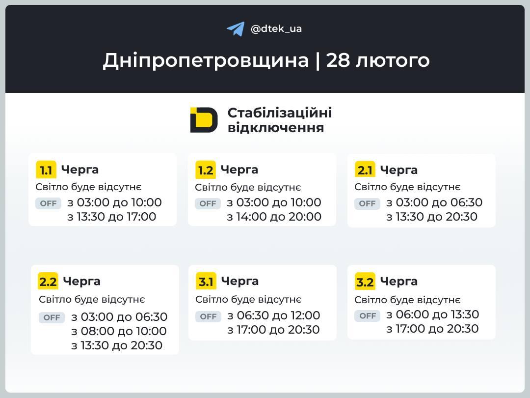 Графики отключений 28 февраля: когда не будет света в последний день зимы Графики отключений 28 февраля: когда не будет света в последний день зимы