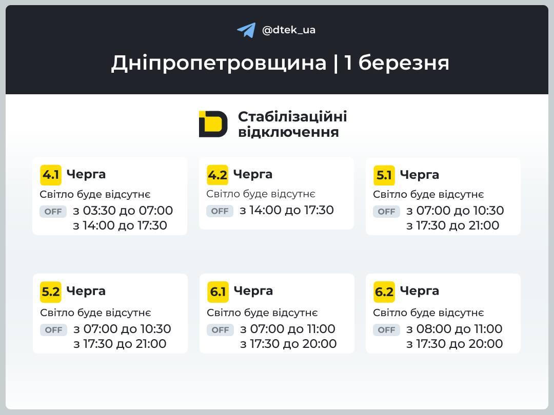 Когда не будет света в Украине в первый день весны: графики отключений на 1 марта Когда не будет света в Украине в первый день весны: графики отключений на 1 марта