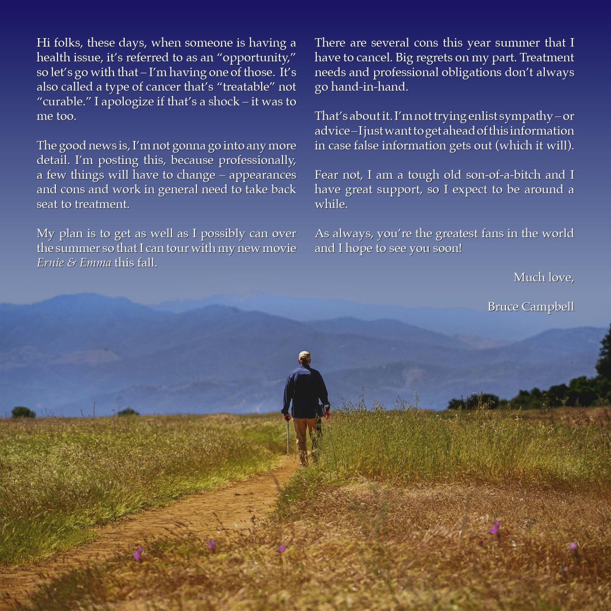 Звезда 'Зловещих мертвецов' сообщил о неизлечимой болезни Звезда 'Зловещих мертвецов' сообщил о неизлечимой болезни