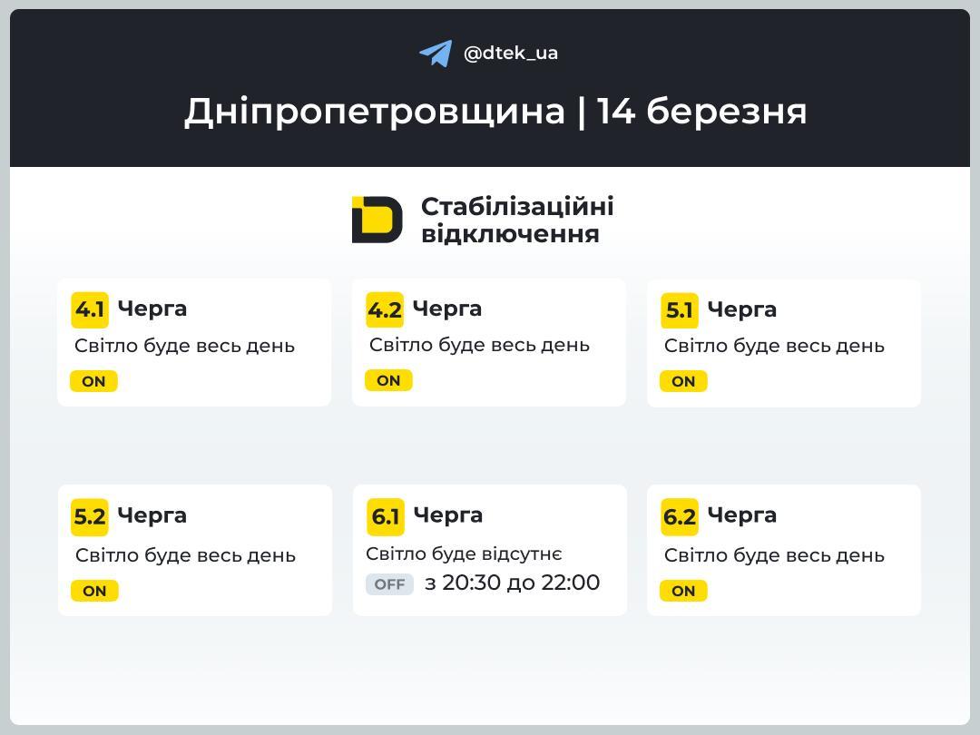 Графики отключений на 14 марта: когда не будет света в субботу