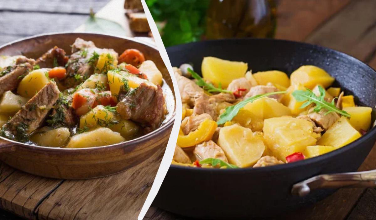 тушкована картопля з м'ясом