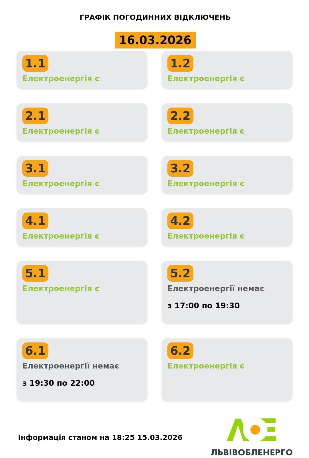 Графіки відключень на 16 березня: коли українці будуть без світла у понеділок