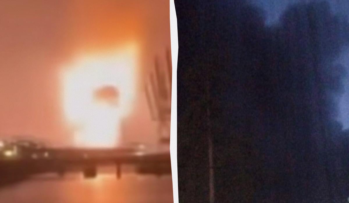 После атаки дронов горит нефтеналивной порт в Ленинградской области РФ