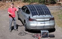 Американец поставил солнечные панели на Tesla и проверил, увеличится ли запас хода (видео)
