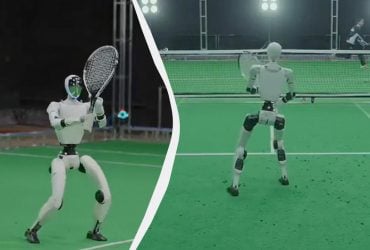 Уже соревнуется с людьми: в Китае гуманоидный робот научился играть в теннис (видео)