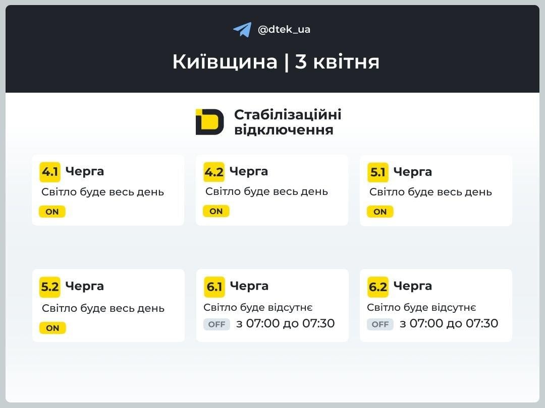 Графіки повертаються: коли вимикатимуть світло в Україні 3 квітня
