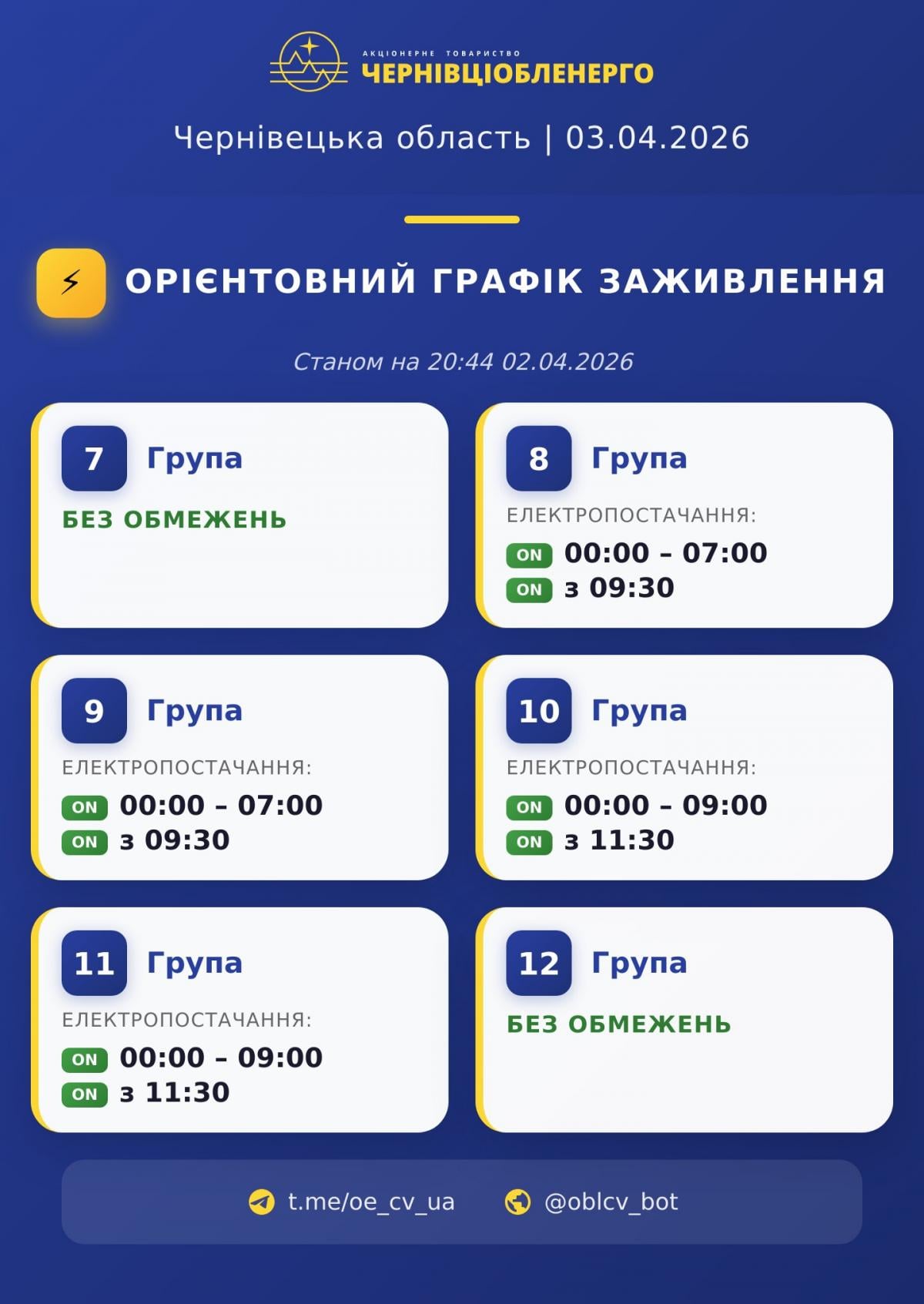 Графіки повертаються: коли вимикатимуть світло в Україні 3 квітня