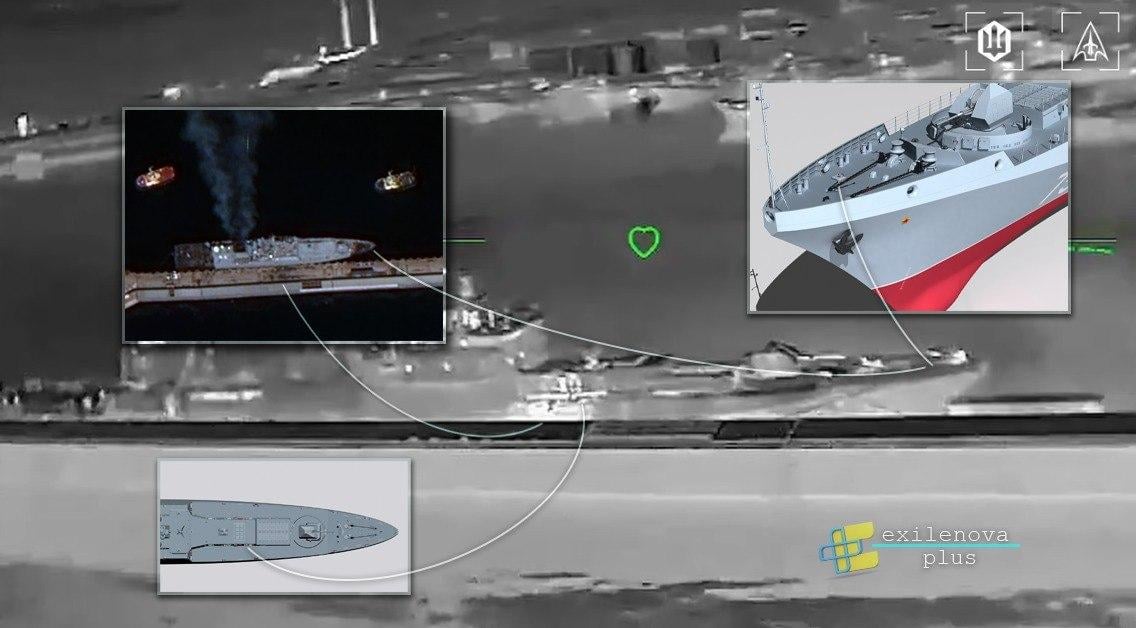 Фрегат 'Адмірал Макаров' у Новоросійську був уражений двічі: з'явилися супутникові фото