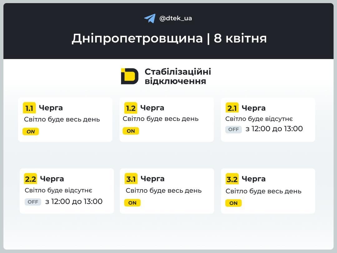Графіки відключень повертаються: коли не буде світла 8 квітня