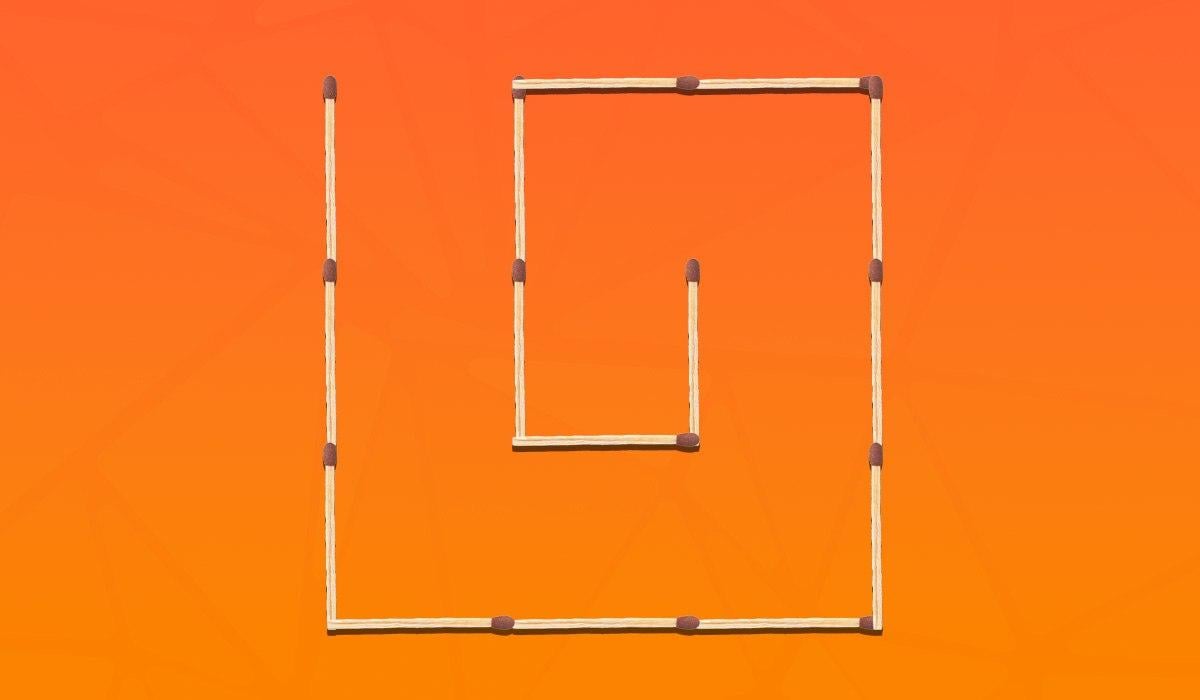 Нужно переместить 3 спички, чтобы получились 2 квадрата: очень сложная головоломка