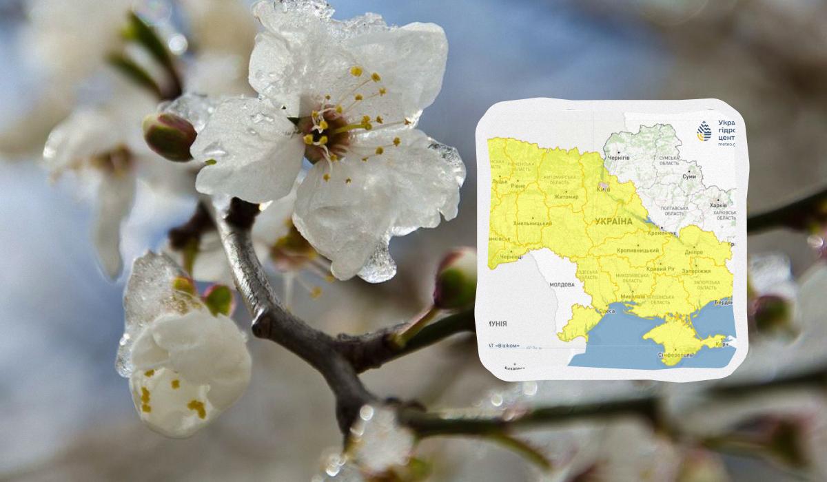 Небезпечні заморозки атакують Україну сьогодні вночі: яким областям приготуватись (карта) Небезпечні заморозки атакують Україну сьогодні вночі: яким областям приготуватись (карта)