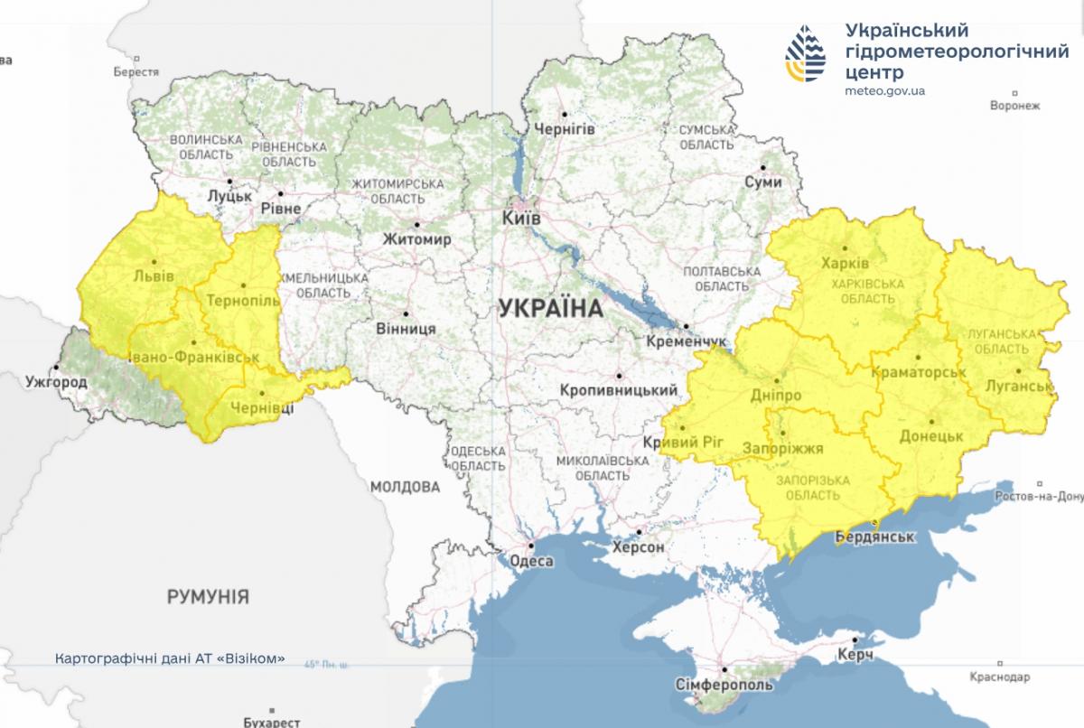 Негода накриває Україну: 9 областей у небезпеці (карта)