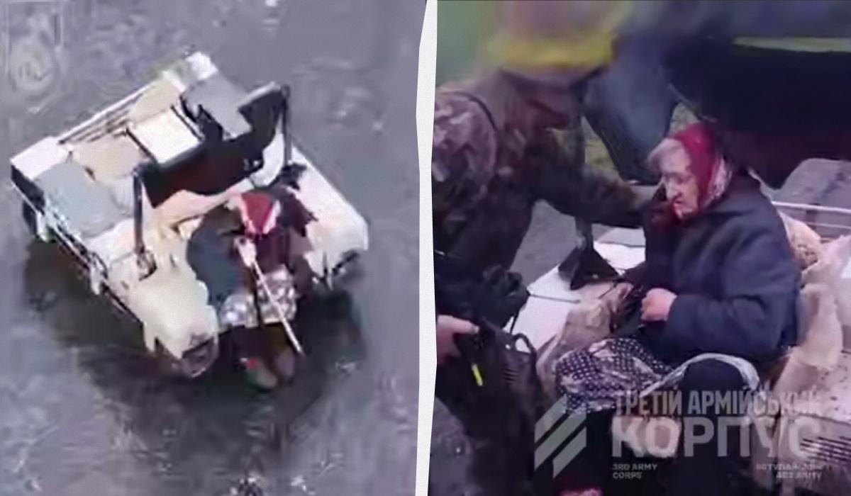 Військові дроном евакуювали пенсіонерку із 'сірої зони' на Донбасі (відео)