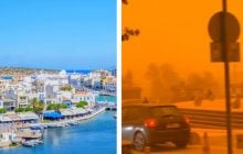 Небо окрасилось в кровавый цвет: Крит накрыла мощная песчаная буря из Сахары
